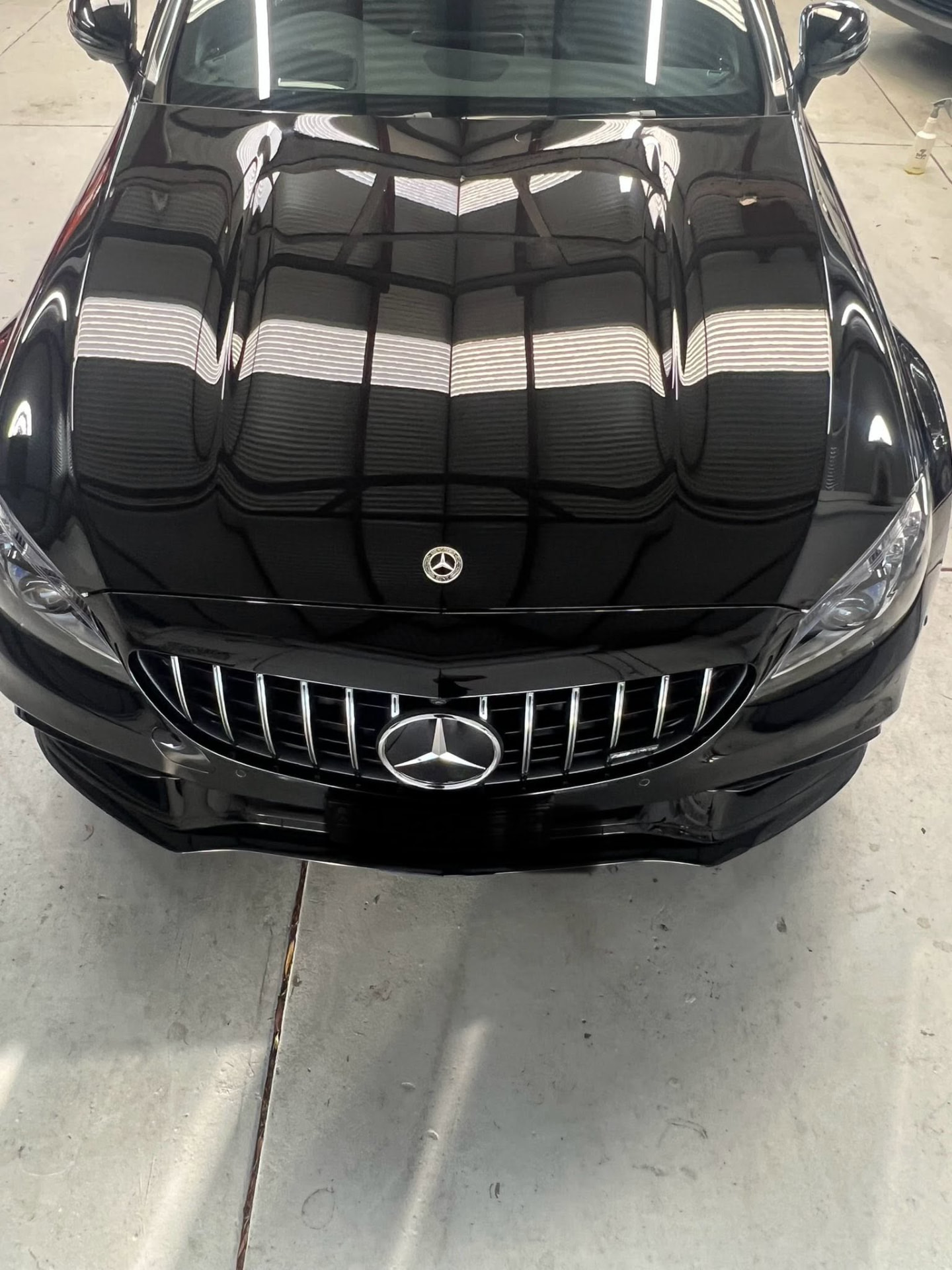 Black Mercedes-AMG bonnet with mirror-gloss ceramic coated finish